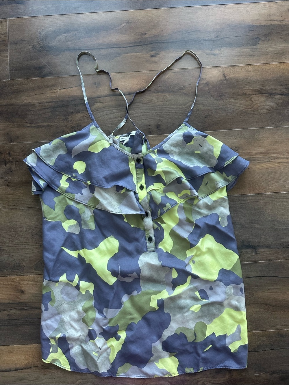 NWT Banana Republic 100% Silk Floral Ruffle Cami Top XL Y2K
